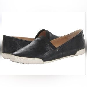 Frye Black and White Leather Loafers